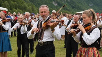 norsk folkemusikk, tradisjonelle sanger, moderne uttrykk, kulturell betydning, folkemusikkinstrumenter